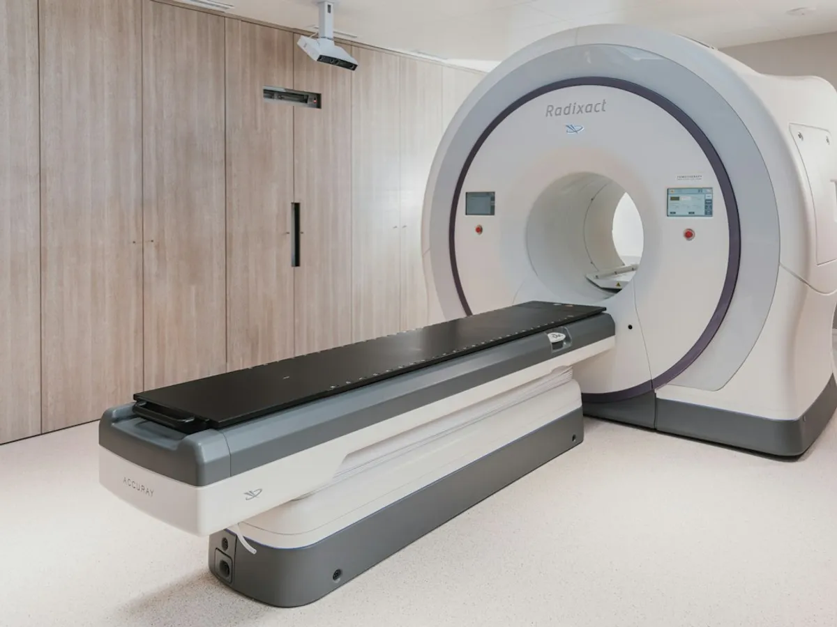 A modern scanner in a bright imaging room